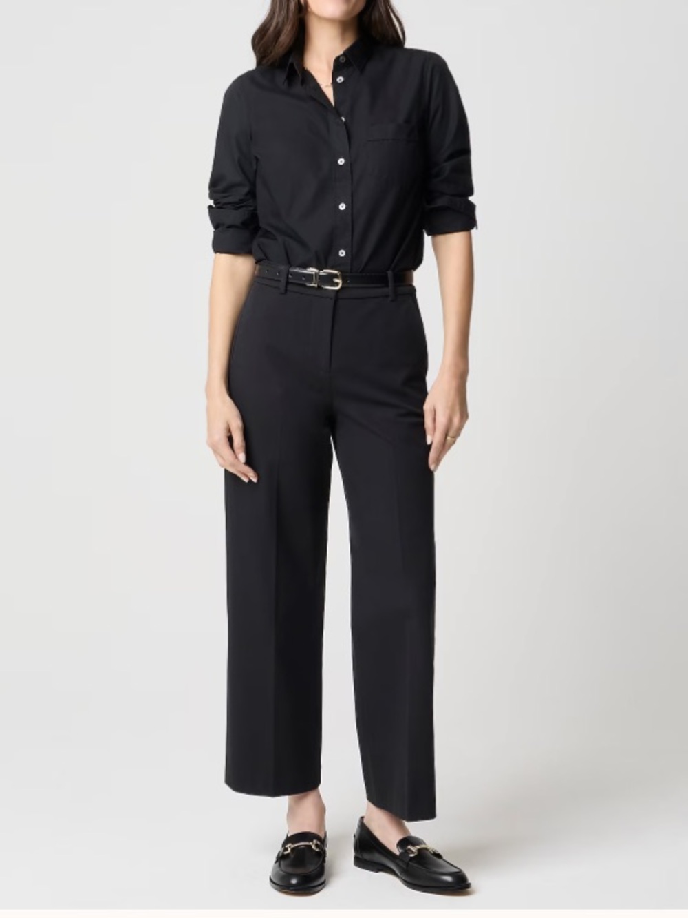 NWT J Crew Remy Wide Legged Cropped Pants Black Sz 16